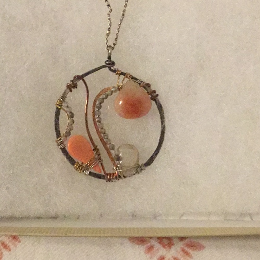 Peach coral moonstone Vanessa Gilbert Necklace